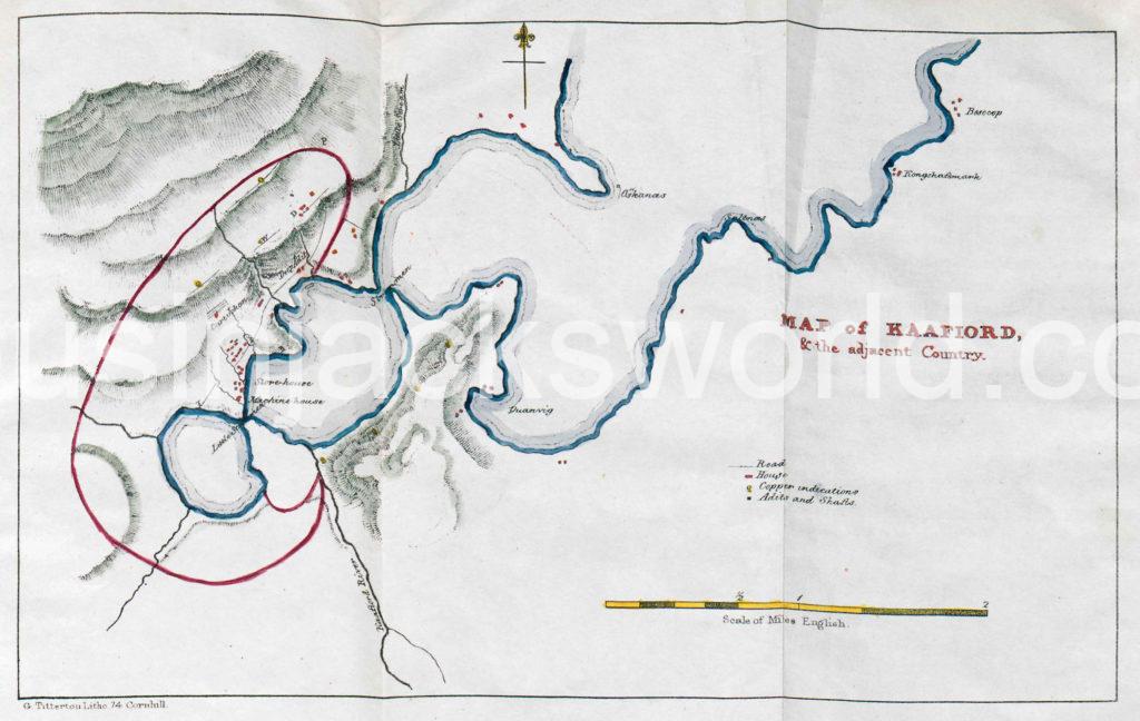 Map of Alten Copper Mines and Kafjord, Norway