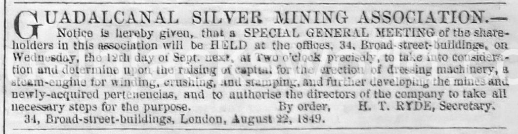 Pozo Rico Guadalcanal silver mining Association 1849