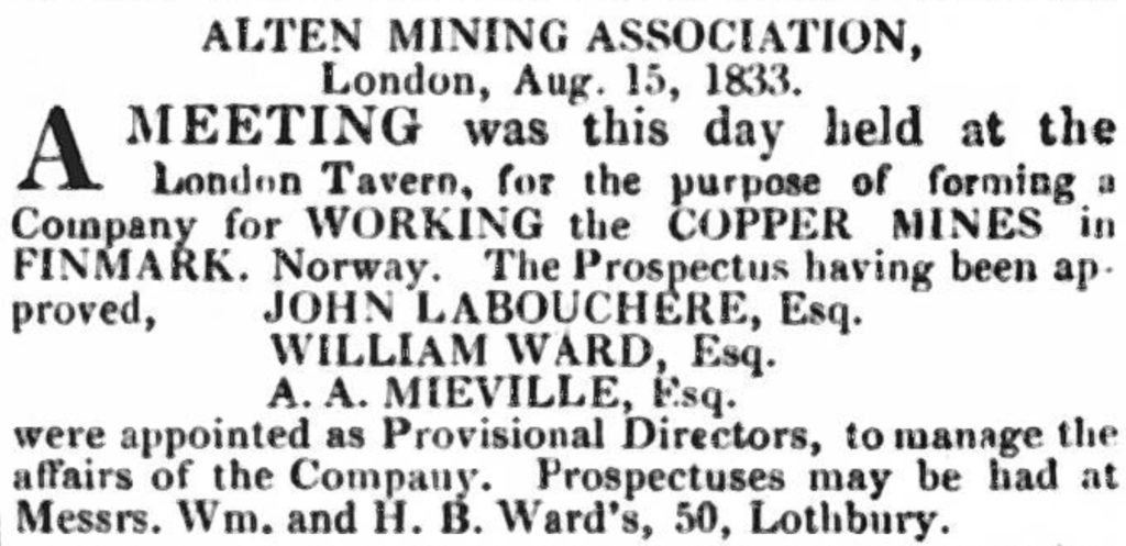 Launch of Alten Mining Association 1833