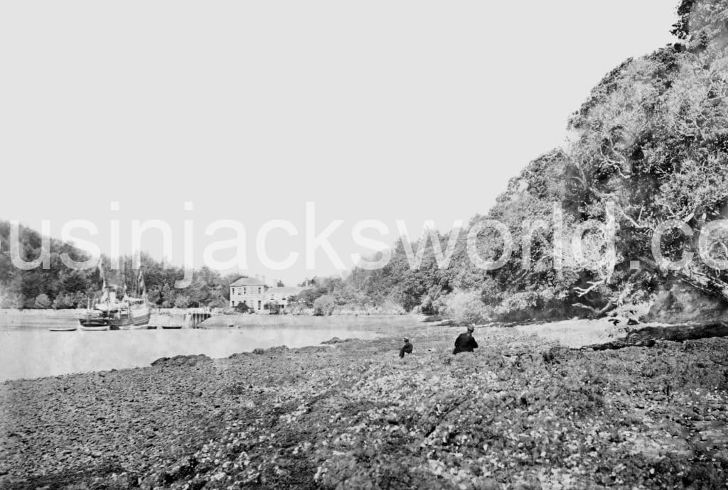 Mansion House, residence of Sir George Grey, Kawau Island. From the album New Zealand Through the Camera, 1870, Auckland, by Robert Henry Bartlett. Te Papa 