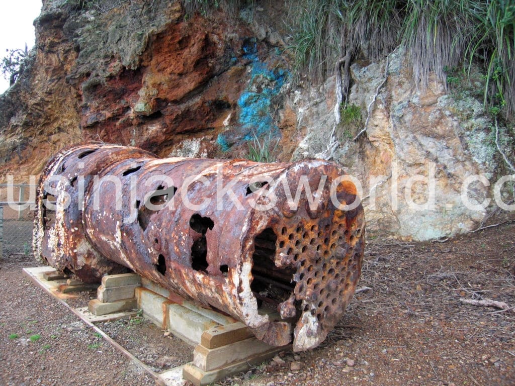 Old steam boiler from Thames at Kawau, new Zealand. photographed in 2005