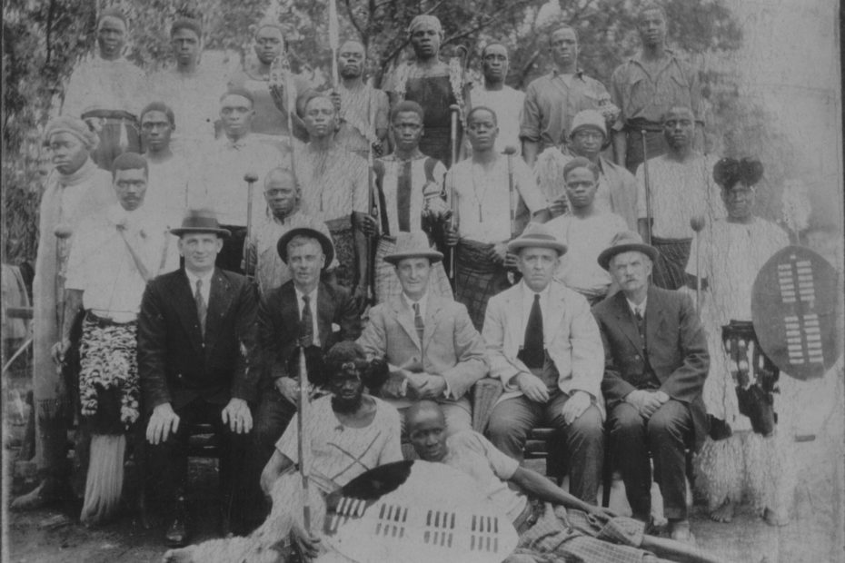 Cornish miners with indigenous colleagues, Wemmer Mine, South Africa, early 20th