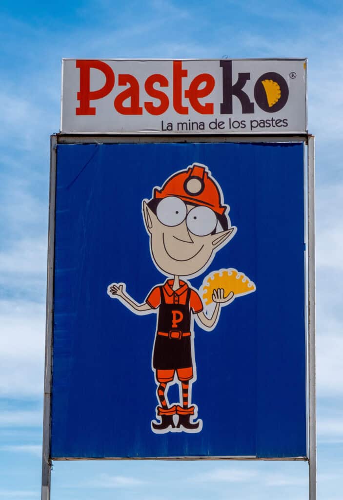 Advertisement for one of hundreds of pasty shops in Real del Monte and Pachuca district of Mexico